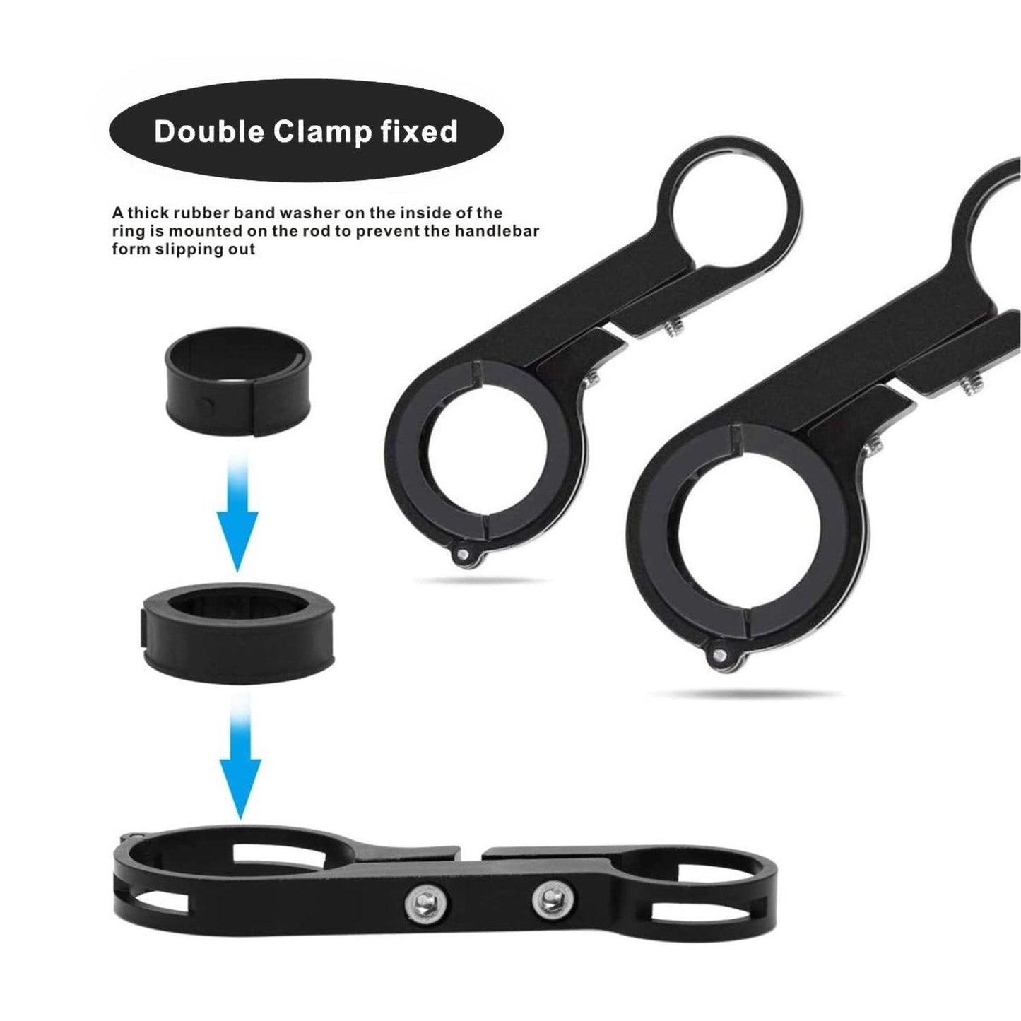 Bike Handlebar Extender - 2PCS Clamp Brackets and 1PC Hex Wrench, Aluminum Universal Bicycle Handlebar Extension for Bicycle Light, Speedometer