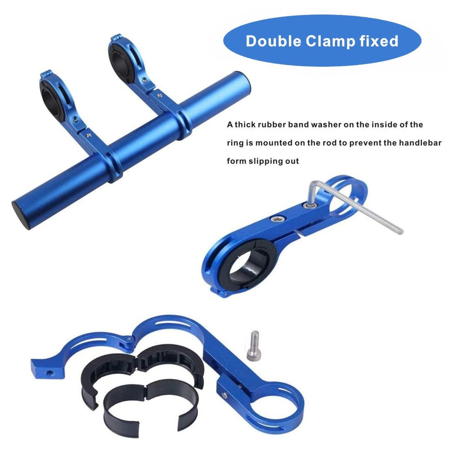 Bike Handlebar Extender - 2PCS Clamp Brackets and 1PC Hex Wrench, Aluminum Universal Bicycle Handlebar Extension for Bicycle Light, Speedometer