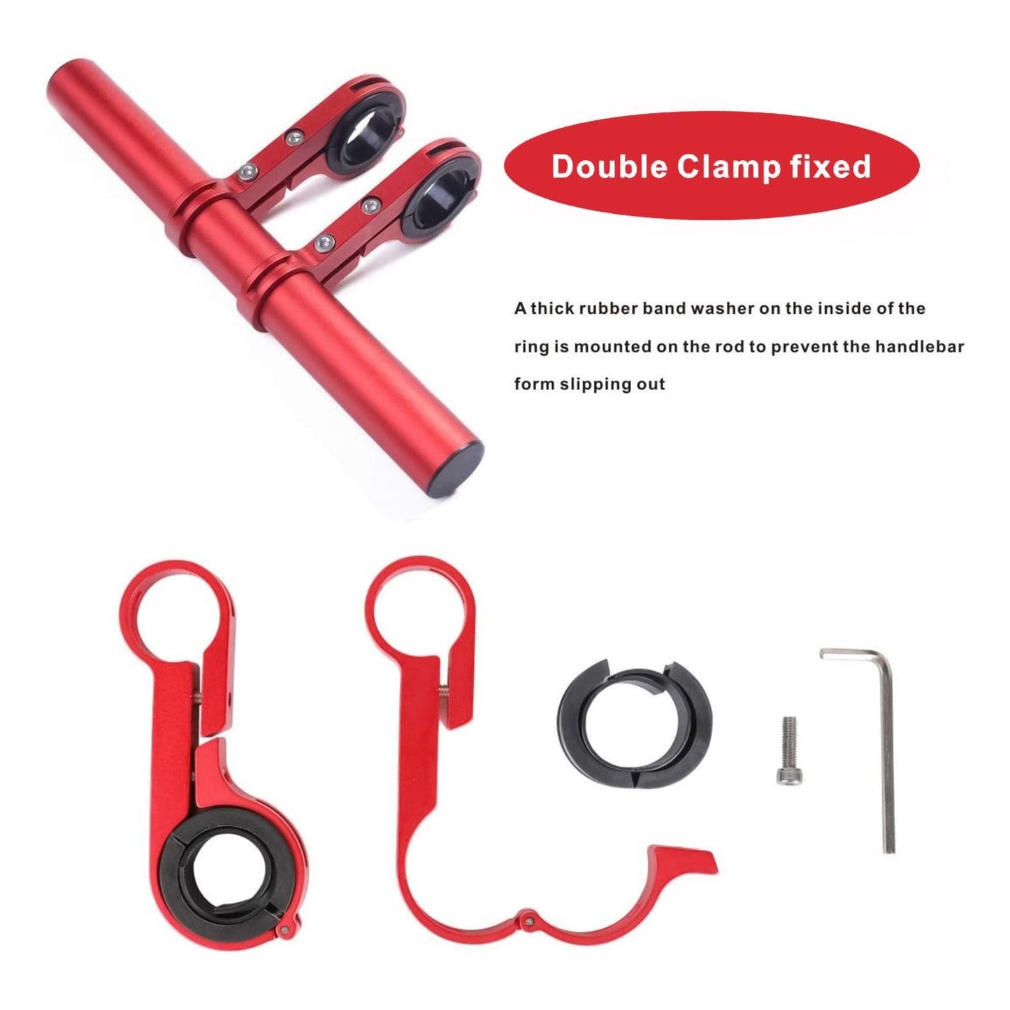 Bike Handlebar Extender - 2PCS Clamp Brackets and 1PC Hex Wrench, Aluminum Universal Bicycle Handlebar Extension for Bicycle Light, Speedometer