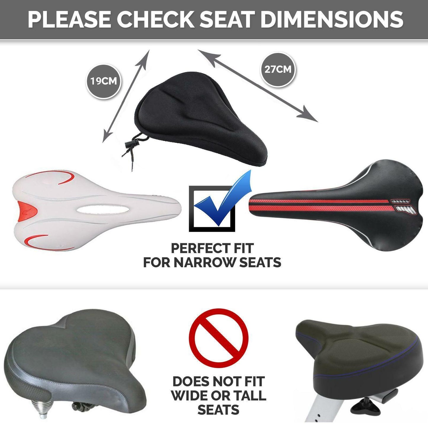 Most Comfortable Bike Saddle - Bike Seat Cover Cushion Padded Bicycle Gel Saddle Extra Comfort Spin Exercise