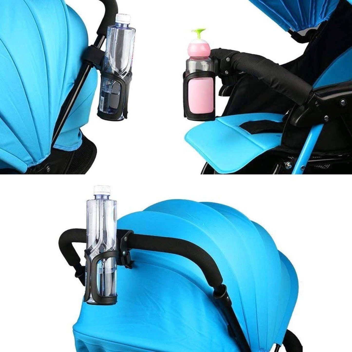 Bike Water Bottle Holder - Universal Bicycle Cup Holder, 360 Degrees Rotating Adjustable for Mountain Bike Stroller (Black)