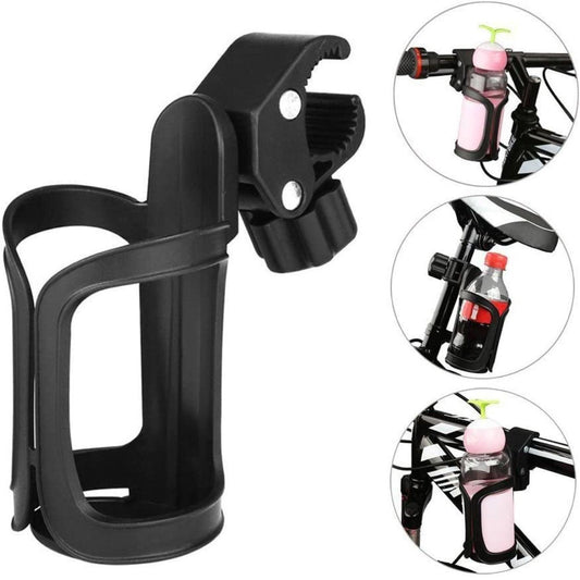 Bike Water Bottle Holder - Universal Bicycle Cup Holder, 360 Degrees Rotating Adjustable for Mountain Bike Stroller (Black)