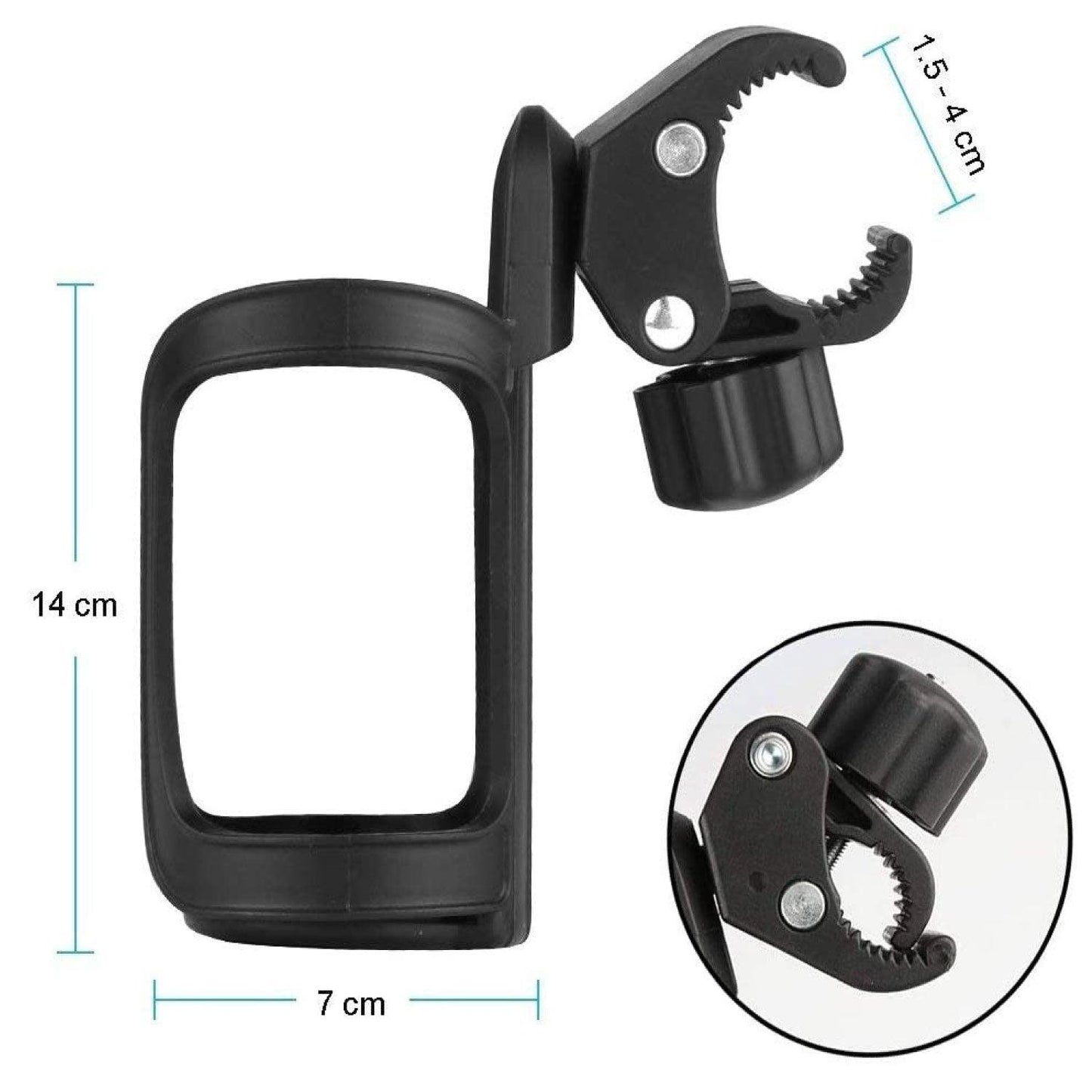 Bike Water Bottle Holder - Universal Bicycle Cup Holder, 360 Degrees Rotating Adjustable for Mountain Bike Stroller (Black)