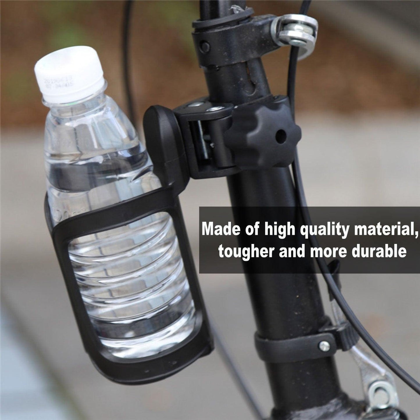 Bike Water Bottle Holder - Universal Bicycle Cup Holder, 360 Degrees Rotating Adjustable for Mountain Bike Stroller (Black)