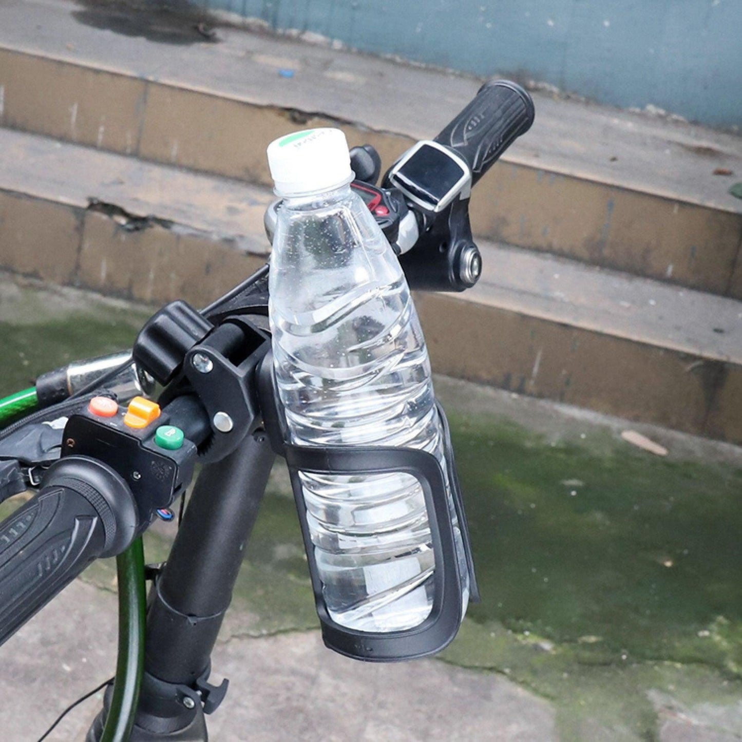Bike Water Bottle Holder - Universal Bicycle Cup Holder, 360 Degrees Rotating Adjustable for Mountain Bike Stroller (Black)