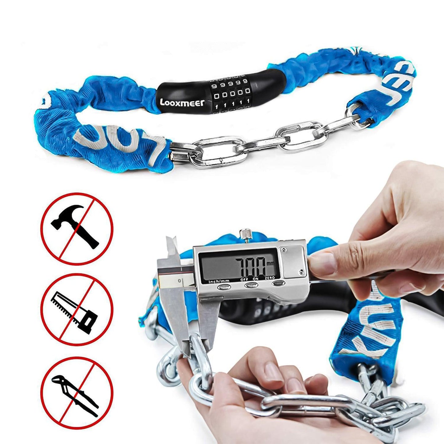 Best Bike Lock UK - Heavy Duty High Security 90cm 5-Digit Combination Chain Lock