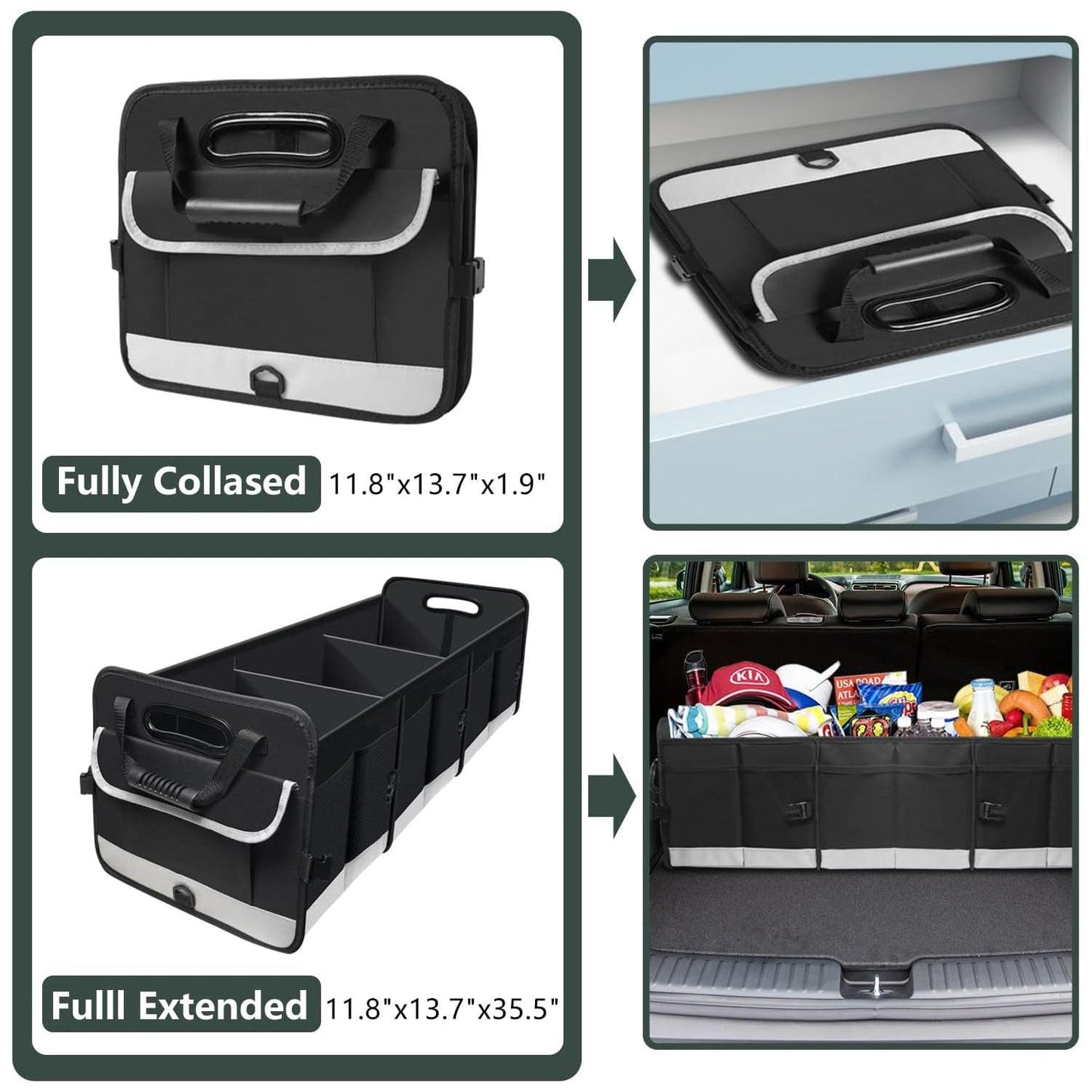 Car Boot Organiser - Heavy Duty Collapsible Foldable Tidy Pocket Storage