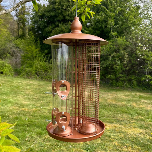 Bird Feeders on Trees - 3-in-1 Seed Nut Fat Ball Garden Feeding Station Hanging Wild Bird Feeder