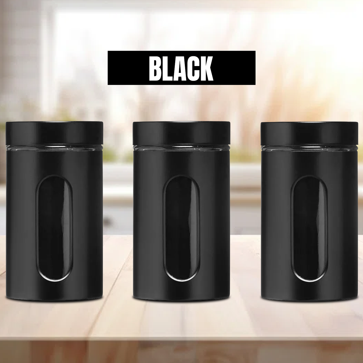 Tea Coffee Sugar Jars – Modern Storage Containers Set for Kitchen Counter Organization