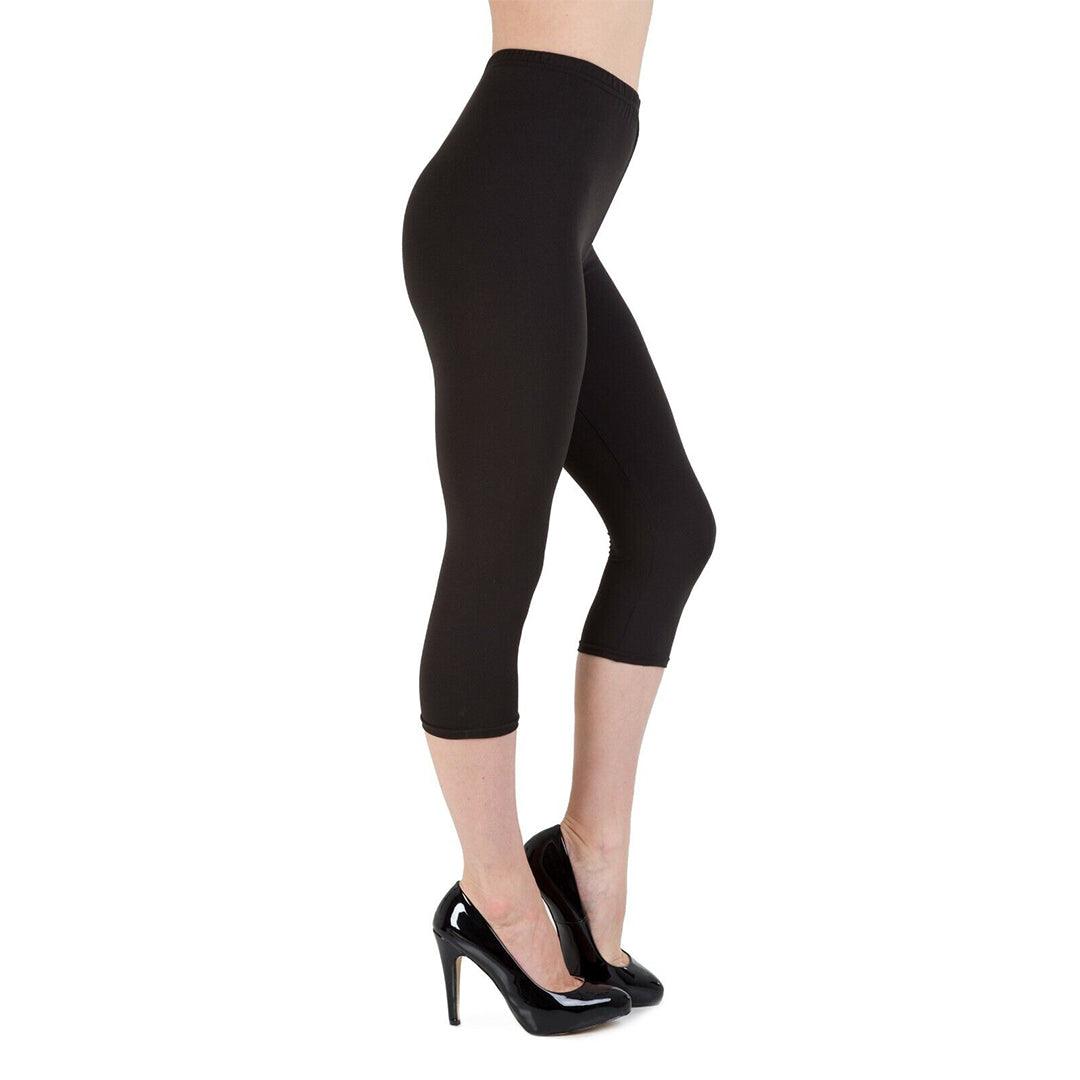 Gym Leggings for Ladies - Womens 3/4 Length Cropped Leggings Soft Cotton Active Wear Capri Pants Casual Fitness Pants