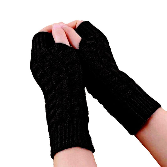 Thermal Fingerless Gloves - Women Wrist Arm Knitted Mitten Long Winter Hand Warmer Fingerless Ladies Gloves