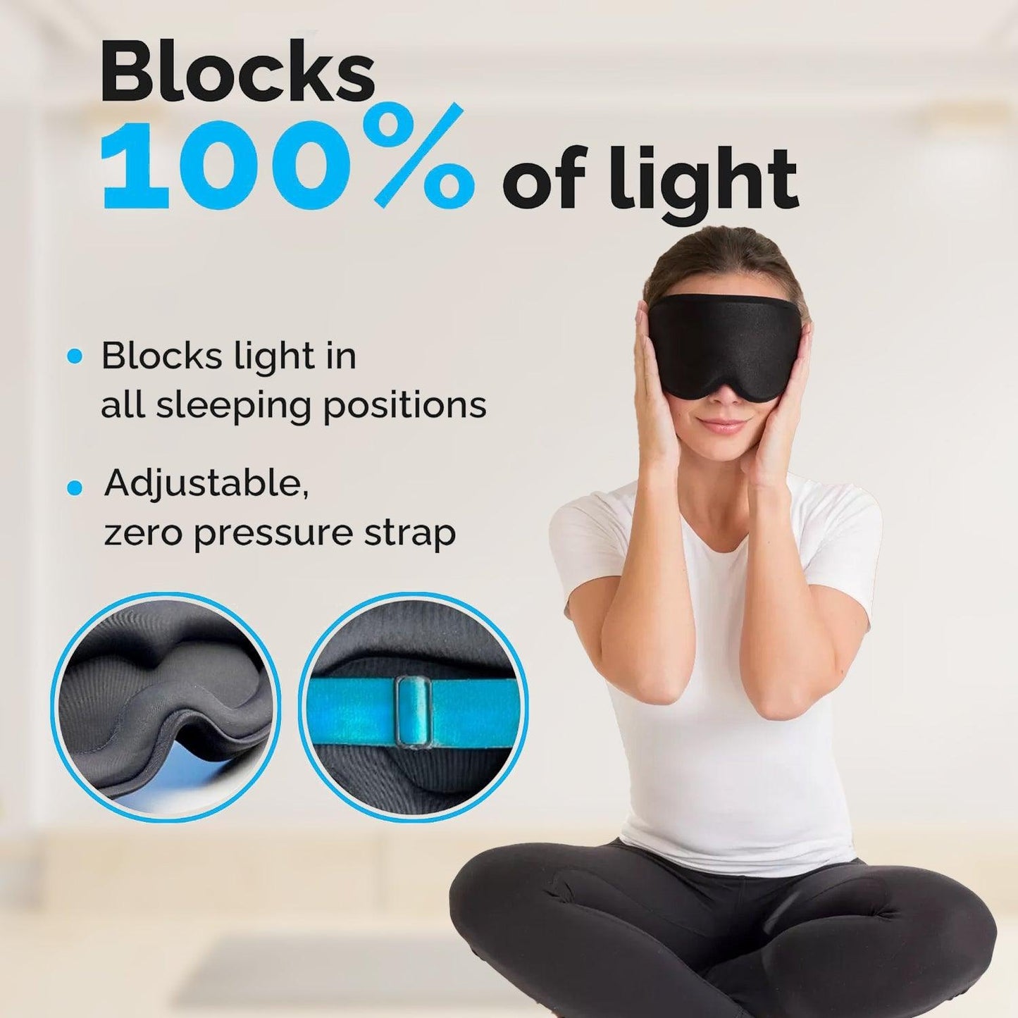 Sleeping Eye Masks - 100% Blackout Sleep Masks For Women & Men Zero Eye Pressure Travel Night Sleep
