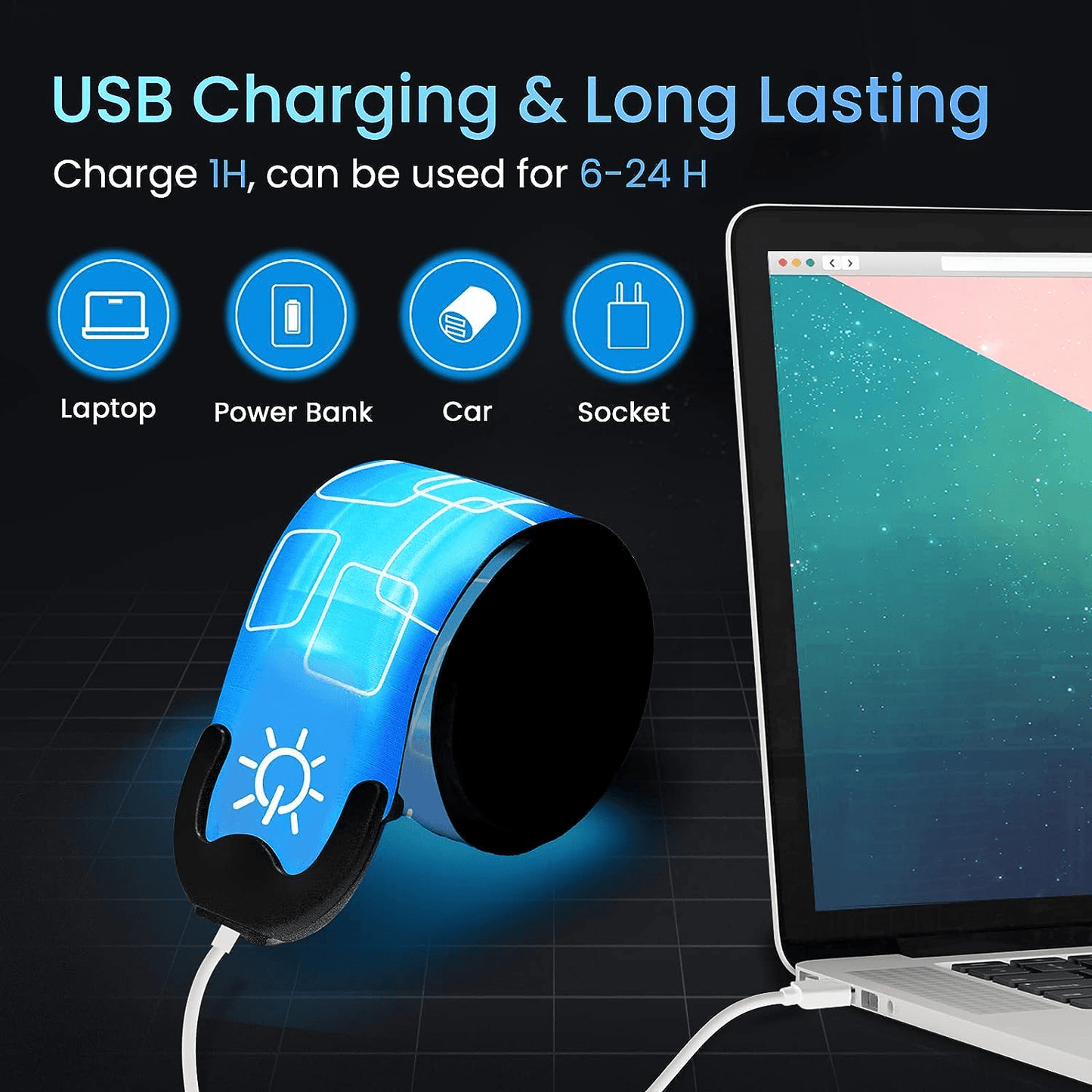Led Armbands for Runners - 2pcs Armband Lights for Running USB Rechargeable