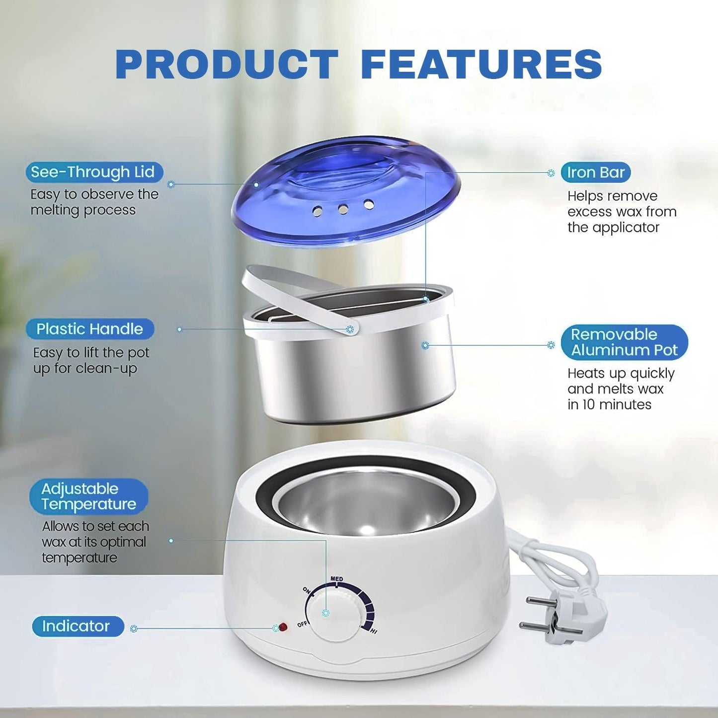 Wax Heater Warmer - Waxing Kit Depilatory Wax Beans Body Hair Removal