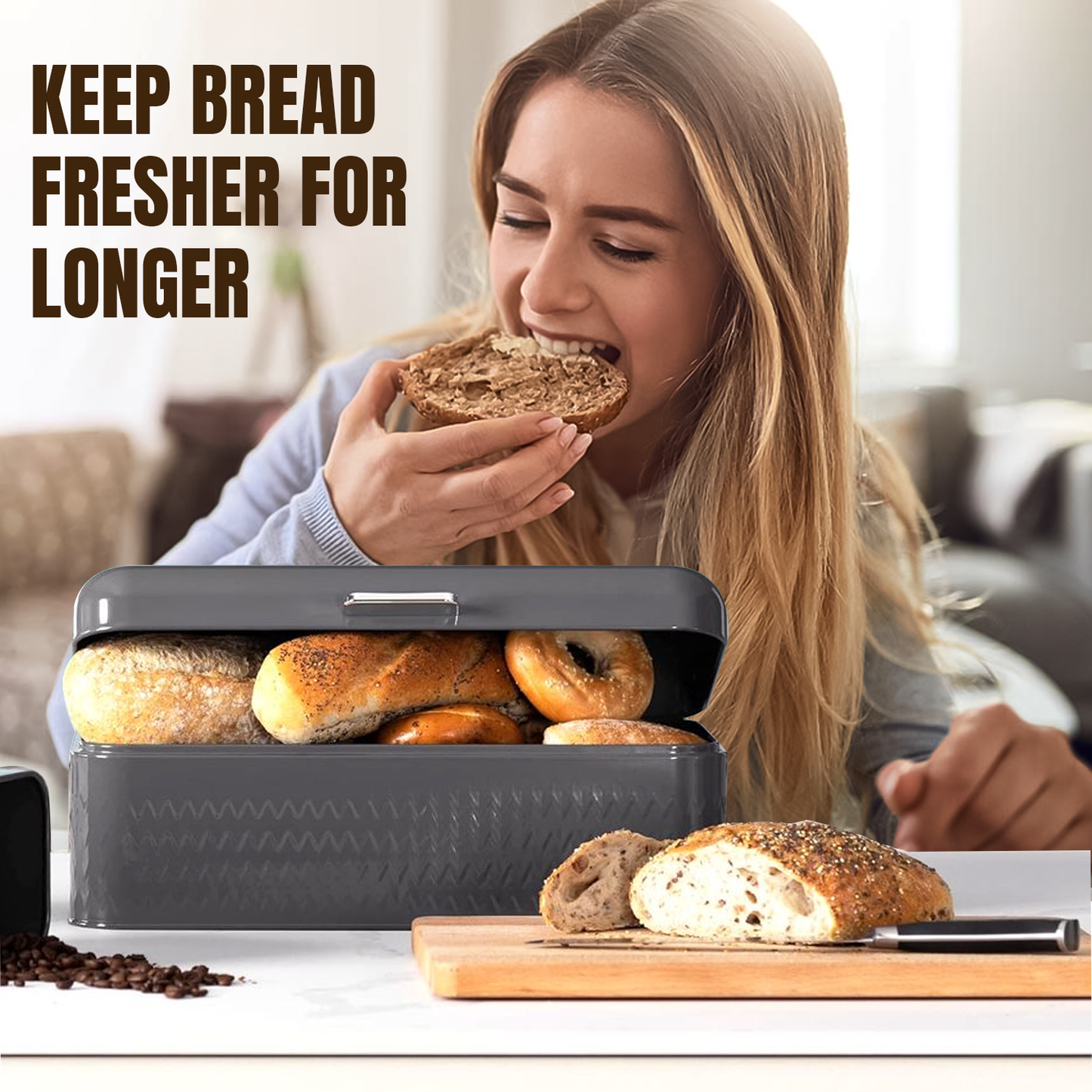 Bread Bin Set – 4-Piece Kitchen Storage Set with Tea, Coffee & Sugar Canisters