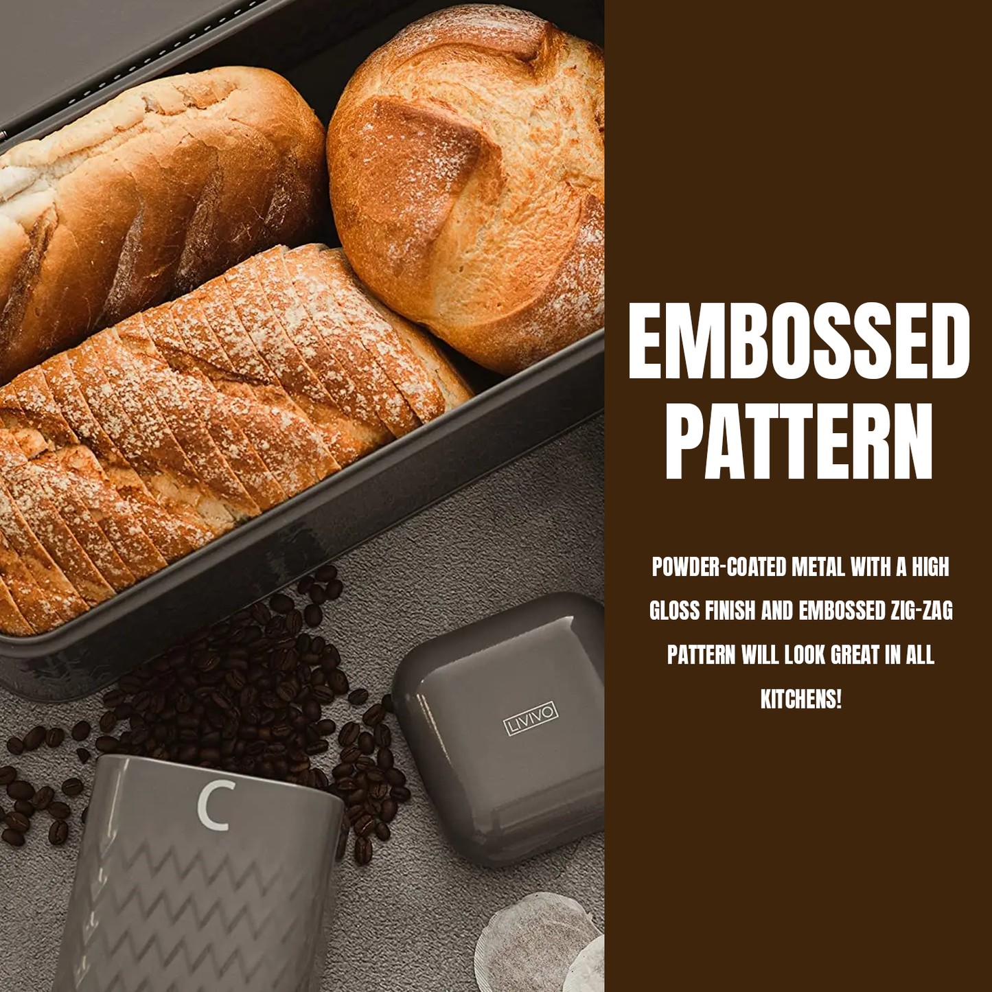 Bread Bin Set – 4-Piece Kitchen Storage Set with Tea, Coffee & Sugar Canisters