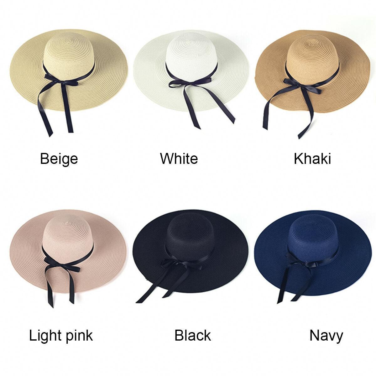 Straw Hat Womens - Summer Big Wide Brim Straw Hat Beach Sun Foldable Cap for Women