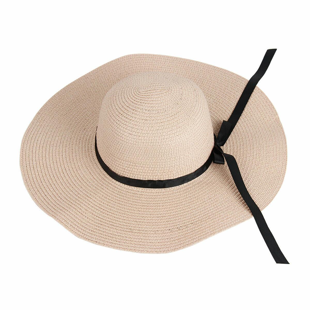 Straw Hat Womens - Summer Big Wide Brim Straw Hat Beach Sun Foldable Cap for Women