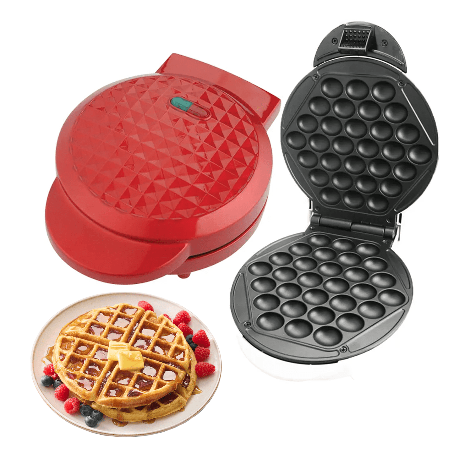 Waffle Maker Machine – Bubble & Heart Shaped Belgian Waffle Iron for Delicious Treats (1000W Non-Stick)