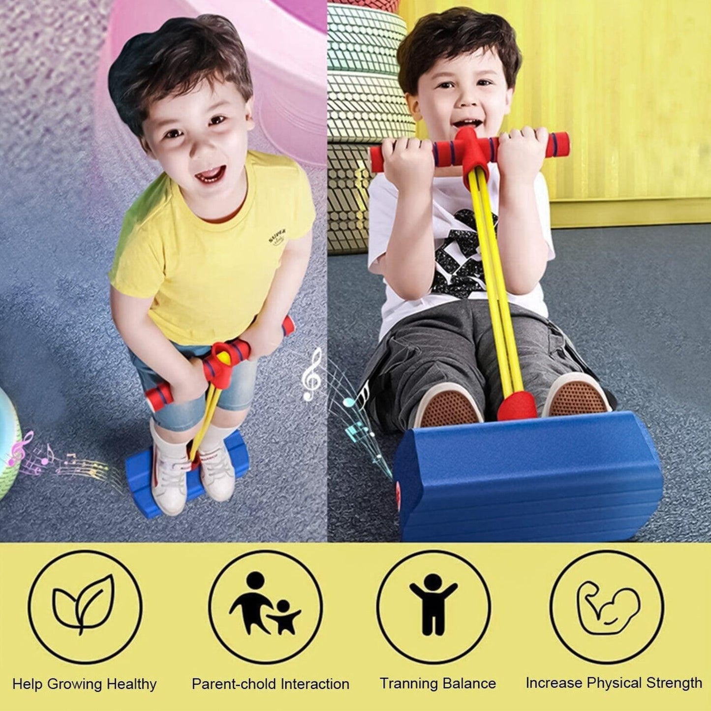 Foam Pogo Stick - Kids Foam Pogo Bungee Jumper Bouncer Space Balance Exercise Hopper Toy