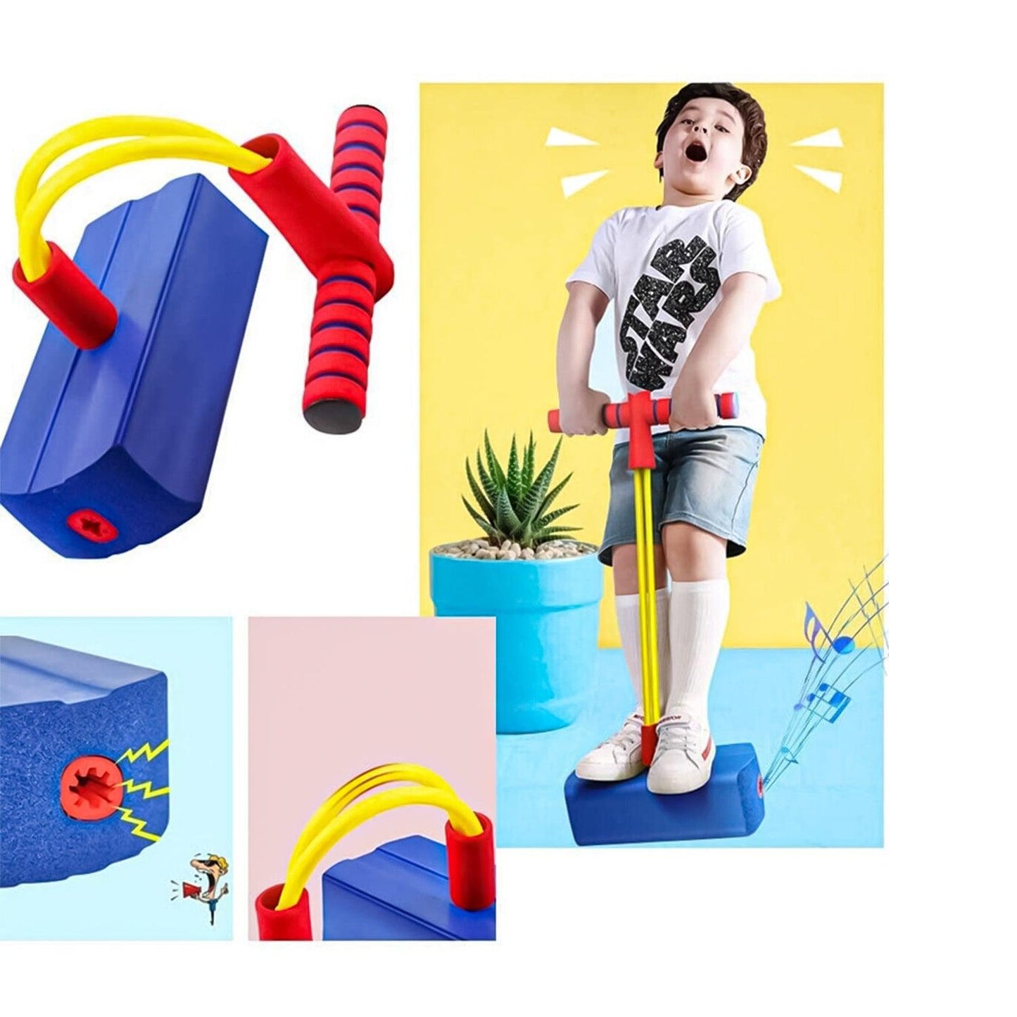Foam Pogo Stick - Kids Foam Pogo Bungee Jumper Bouncer Space Balance Exercise Hopper Toy