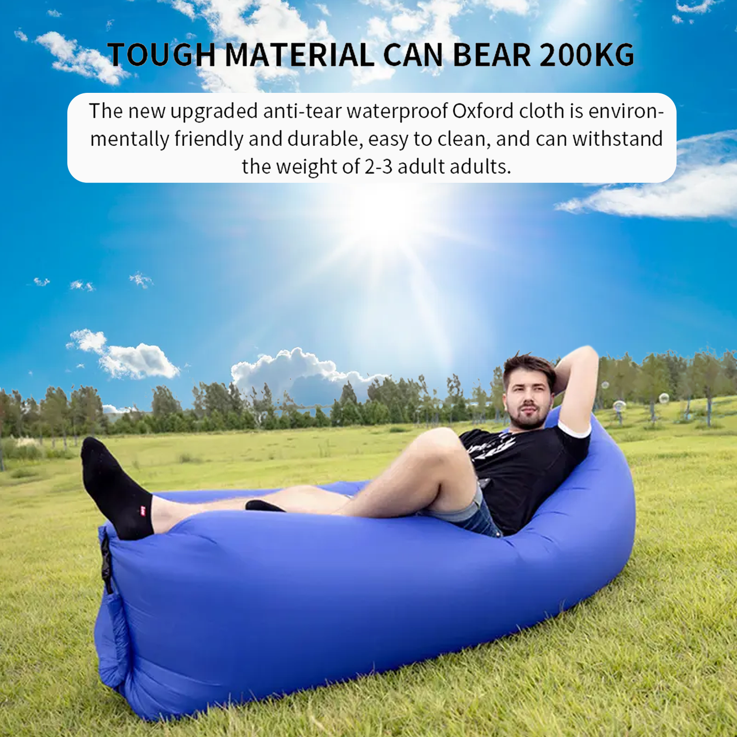 Inflatable Beach Lounger - Portable Sofa Air Bed Lounger Sofa Sack Beach Bag Camping