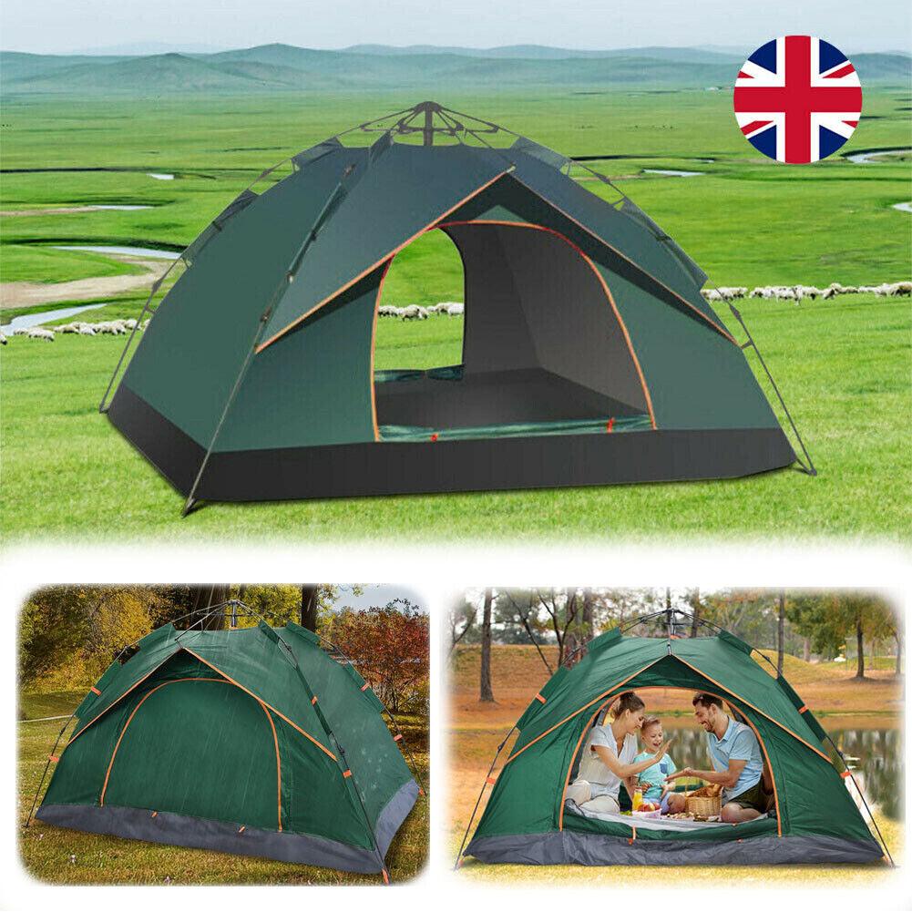 Automatic Pop-up Tent - 2-3 Man Instant Double Layer Pop up Camping Tent Waterproof Outdoor UK