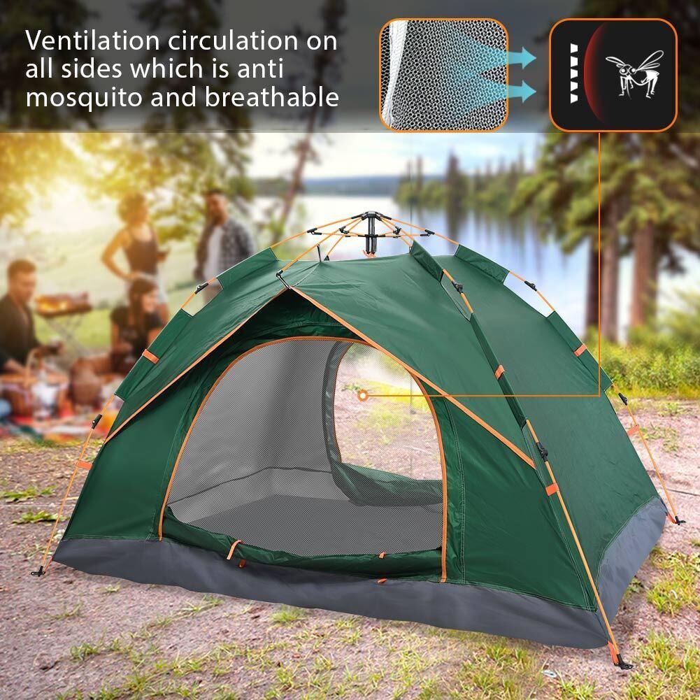 Automatic Pop-up Tent - 2-3 Man Instant Double Layer Pop up Camping Tent Waterproof Outdoor UK