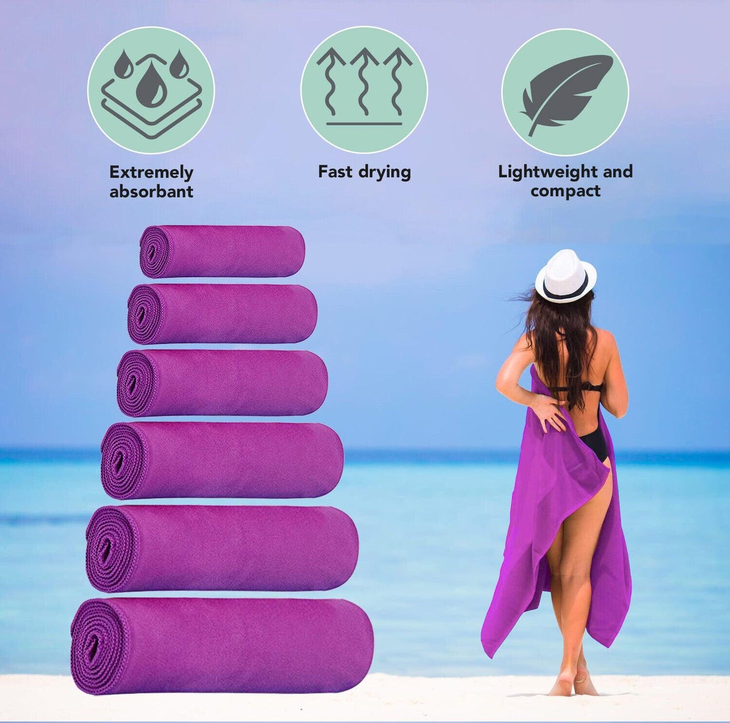 Eono Microfiber Towel - Perfect Fast Drying Towel for Sports Travel Swimming Beach & Camping
