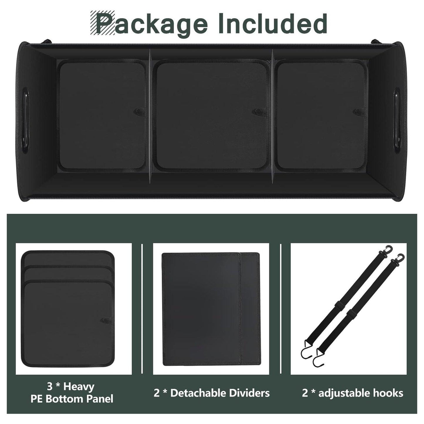 Car Boot Organiser - Heavy Duty Collapsible Foldable Tidy Pocket Storage
