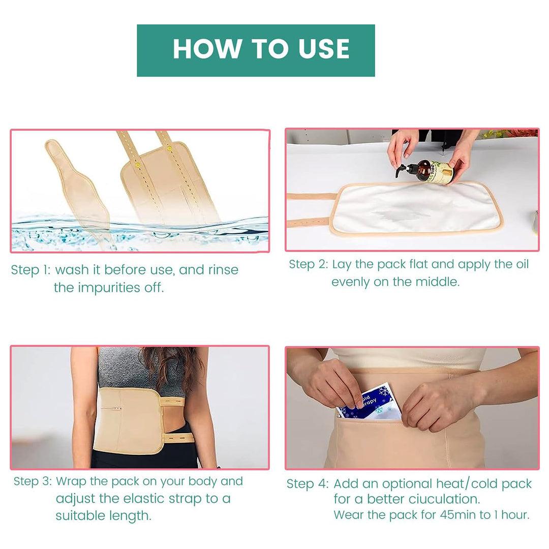 Castor Oil Pack - Reusable Oil Pack Kit Waist Wrap for Insomnia Constipation Inflammation