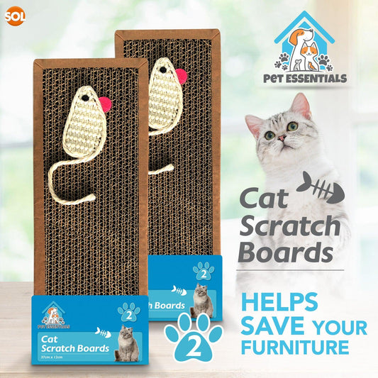 Cardboard Cat Scratchers UK - 2pk Cat Scratcher Pads | Kitten Scratching Board Mat Cardboard Bed Pet Play Toy