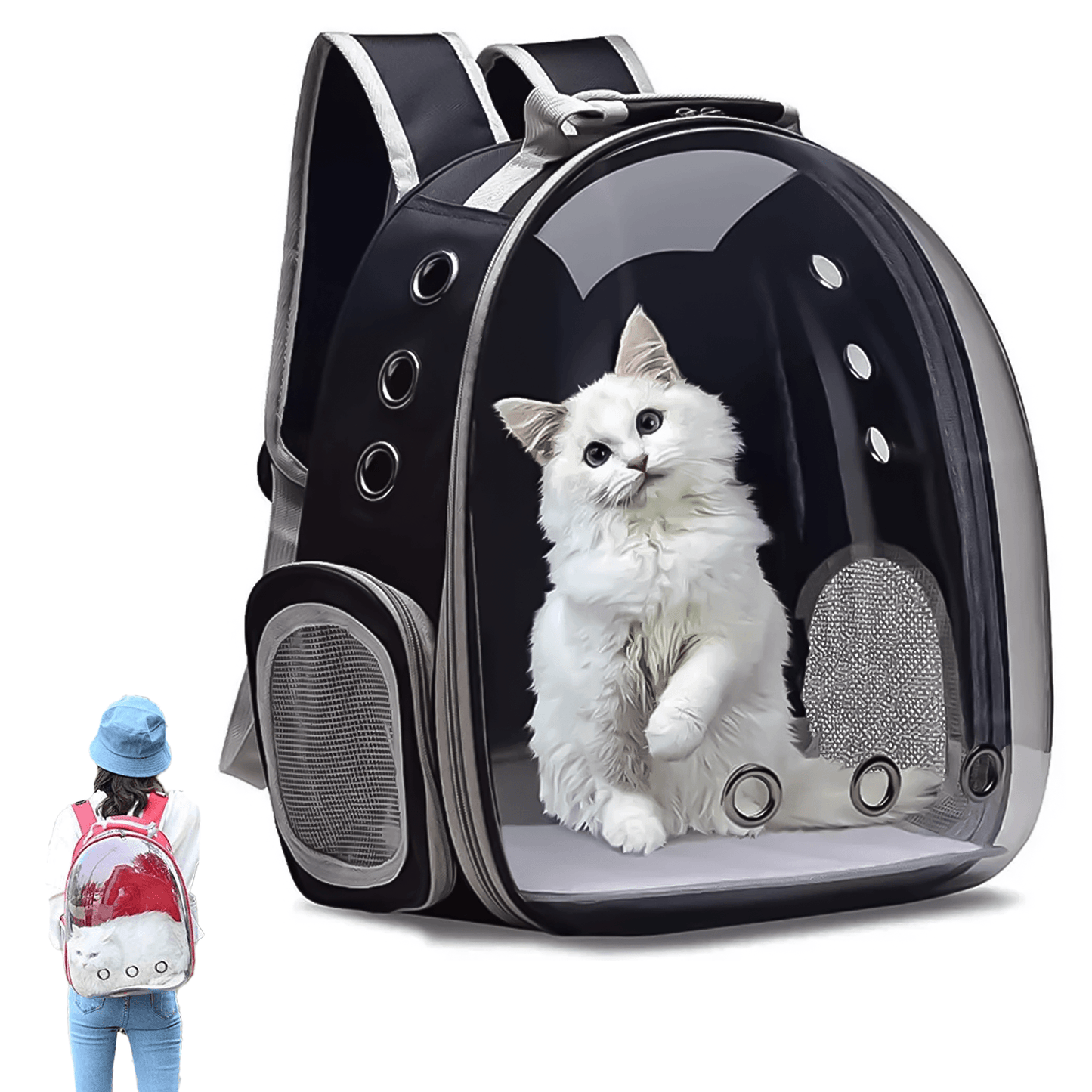 Cat Travel Backpack - Astronaut Window Dog Cat Pet Travel Bag Carrier Breathable Transparent Backpack