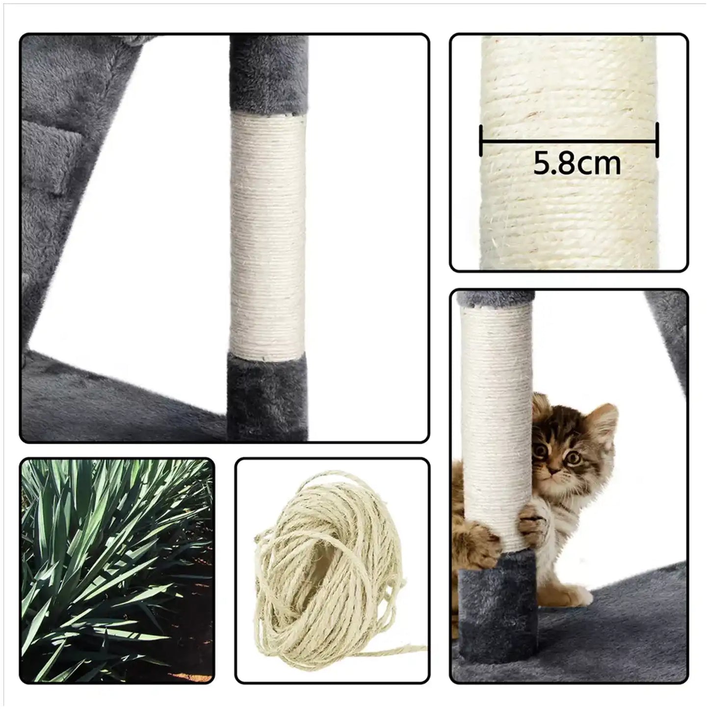 Cat Tree Scratching Post – 130cm Multi-Level Tower with Scratching Posts and Cozy Hideouts