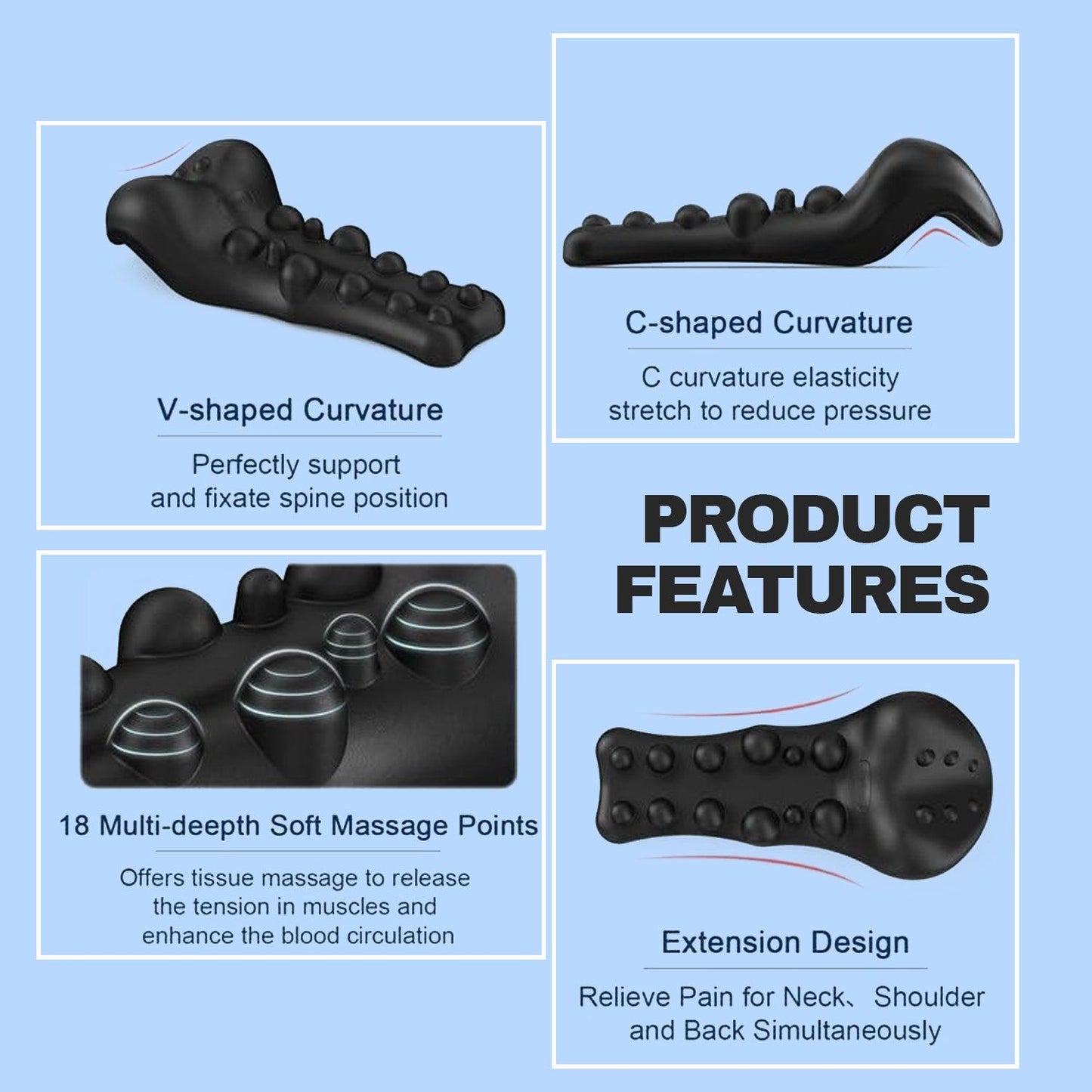 Neck Shoulder Massager - Upper Back Massager Cervical Traction Device Neck Stretcher For TMJ Pain Relief Cervical Spine Alignment Chiropractic Pillow