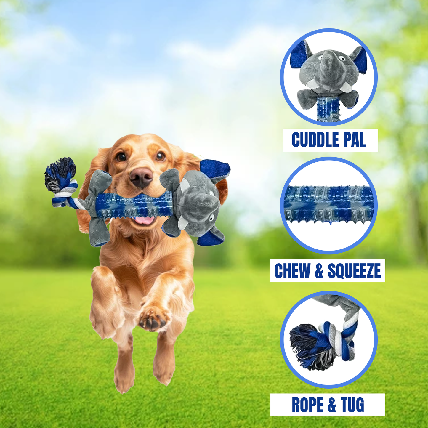 Dog Squeaky Toy – 2x Interactive Pet Chew Toys Animal Pet Plush Squeaker Dog Play Pal Roxy Pet Toy