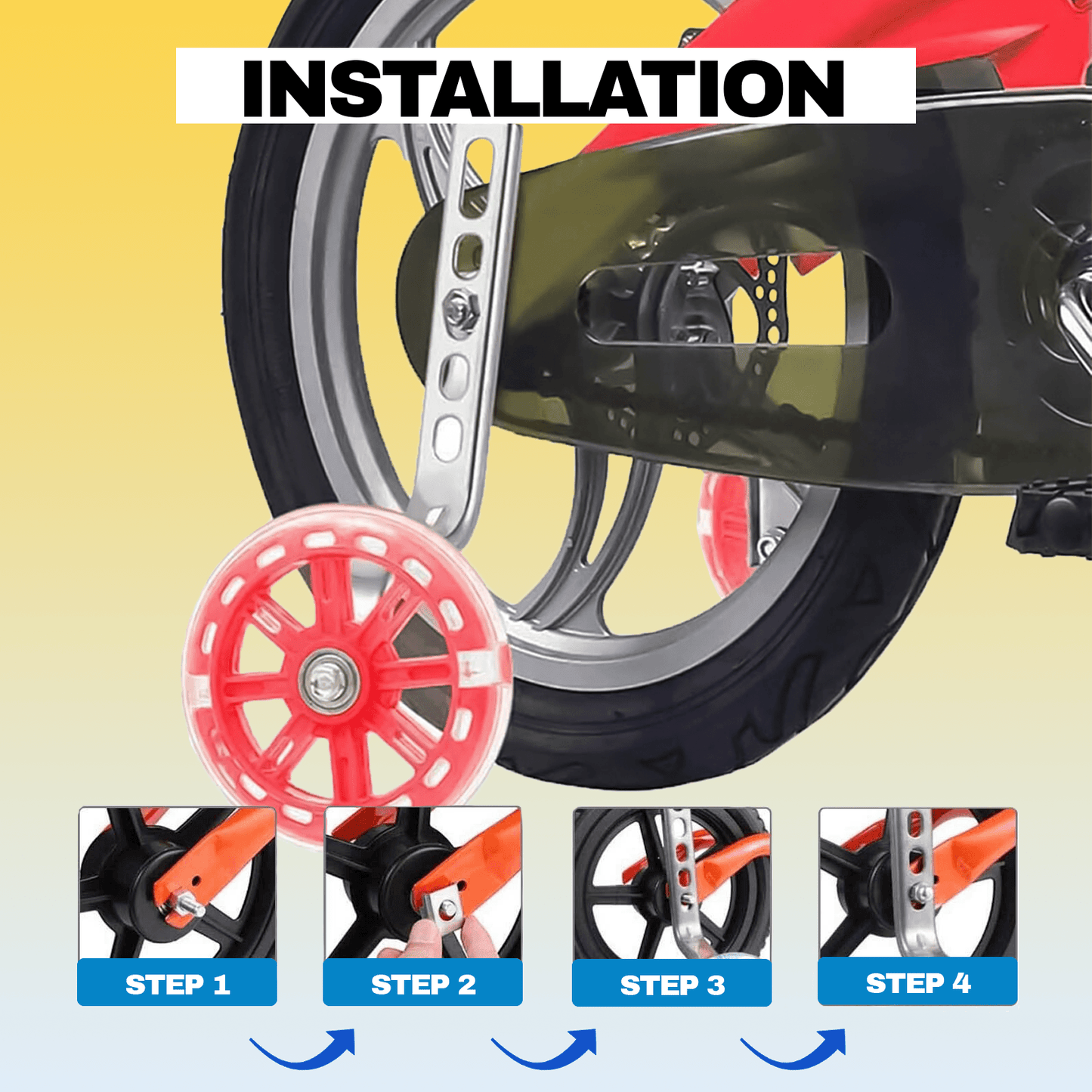 Halfords Bike Stabilisers - LED Flash Children Bicycle Stabilisers Kids Training Cycle Wheel For 12-20" Bike