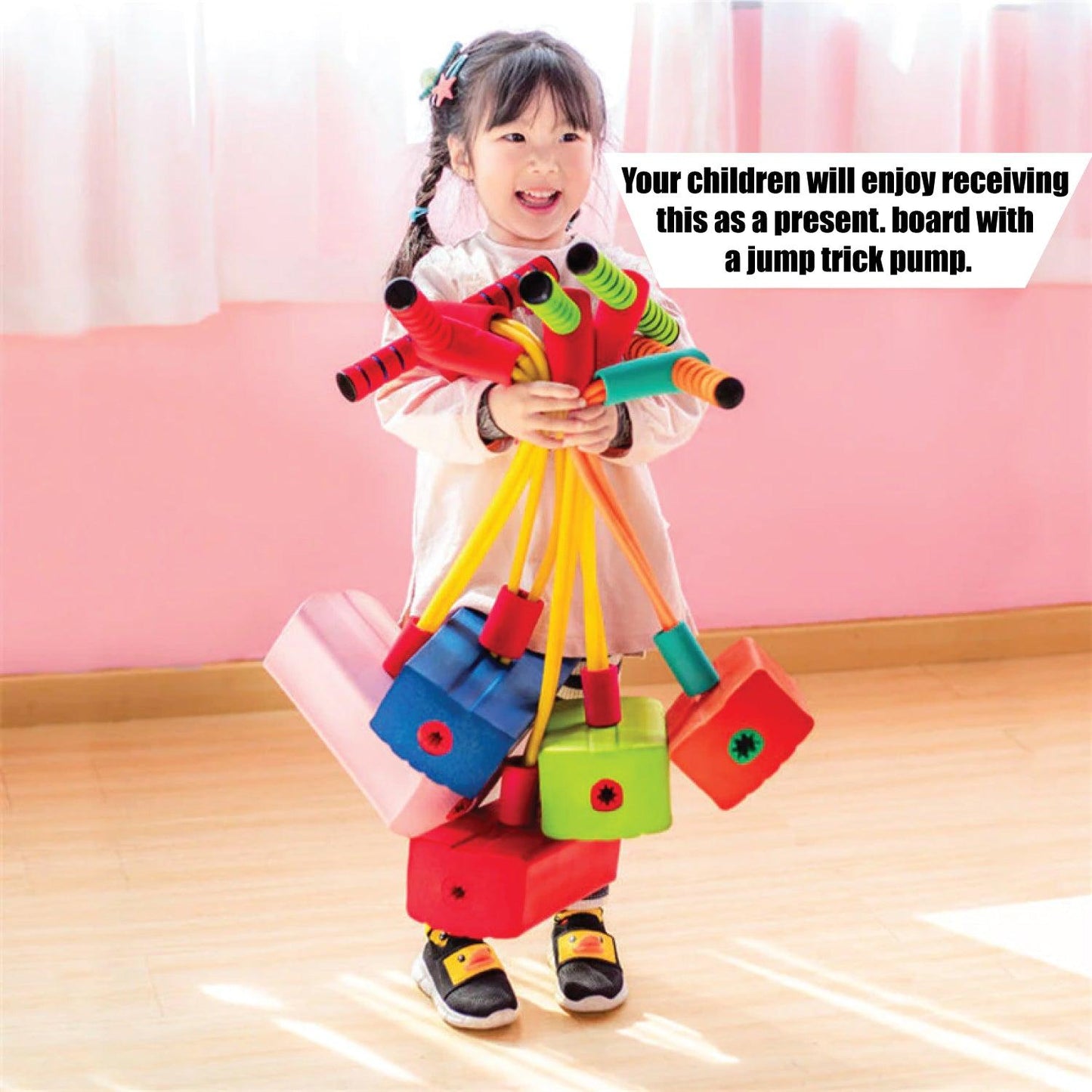 Pogo Sticks for Kids - Foam Pogo Jumper for Kids, Pink children's fitness toys, outdoor jumping balance sense indoor