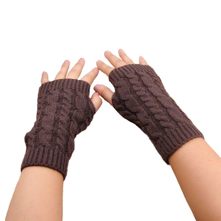 Thermal Fingerless Gloves - Women Wrist Arm Knitted Mitten Long Winter Hand Warmer Fingerless Ladies Gloves
