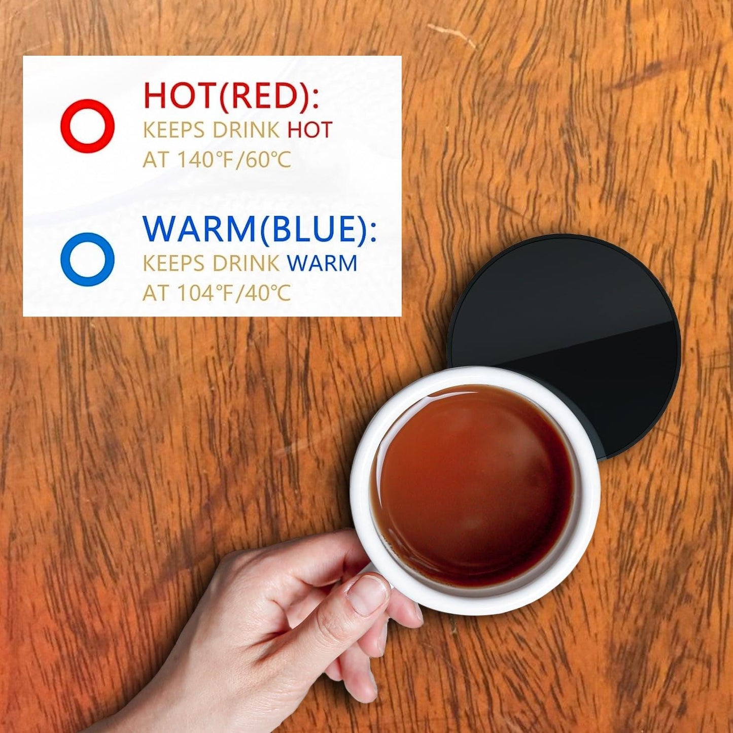 Coffee Mug Warmer - Cup Warmer with 2 Temperature Settings Smart Tea Warmer Portable Beverage Warmer Drink Warmer for Office丨Desk丨Cocoa丨Coffee丨Tea丨Milk丨Hot Drinks