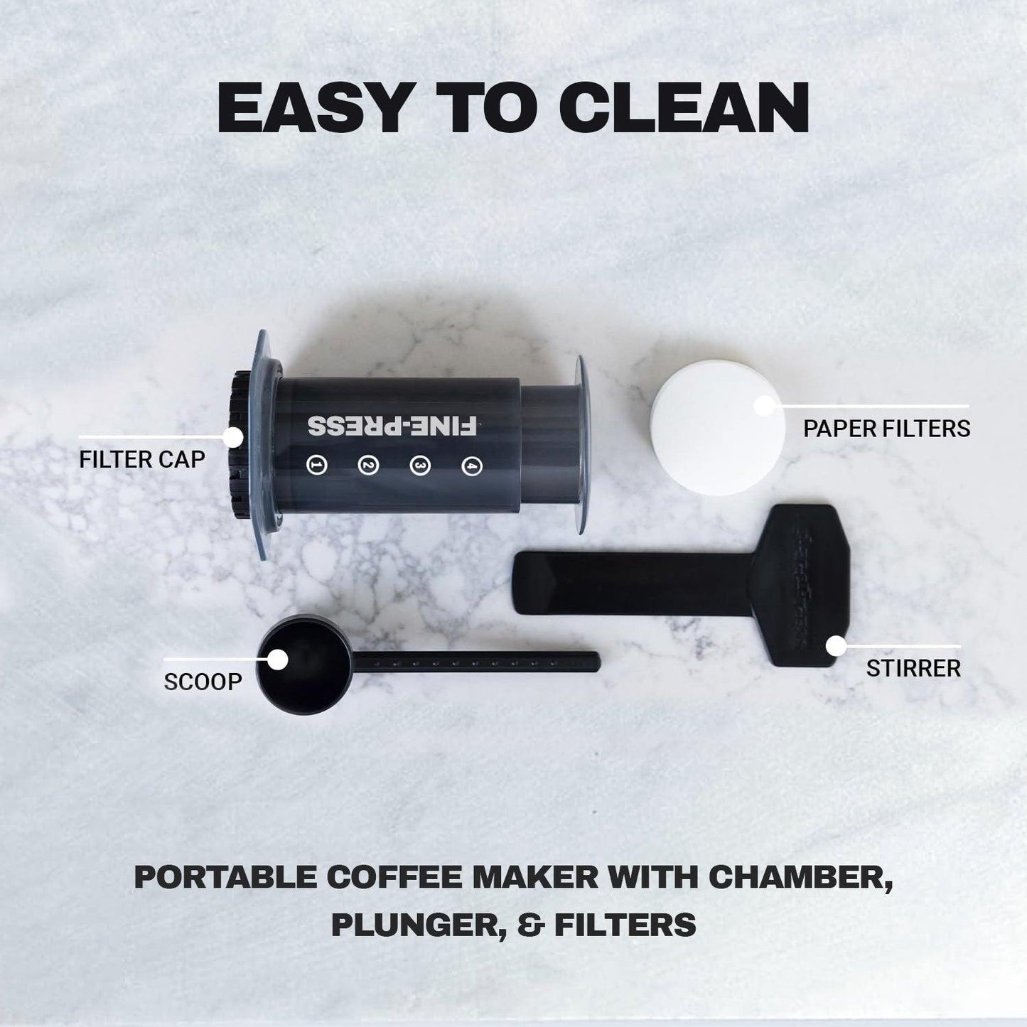 Espresso Coffee Machine - Quickly Makes Delicious Coffee Without Bitterness 1 to 3 Cups Per Pressing