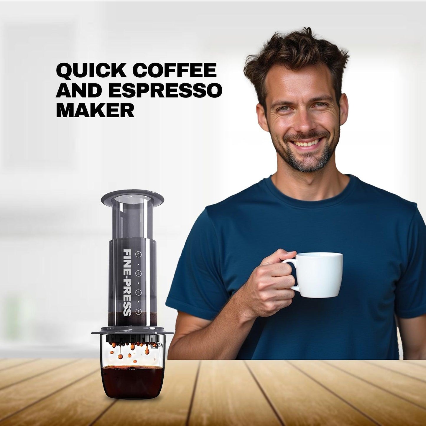 Espresso Coffee Machine - Quickly Makes Delicious Coffee Without Bitterness 1 to 3 Cups Per Pressing