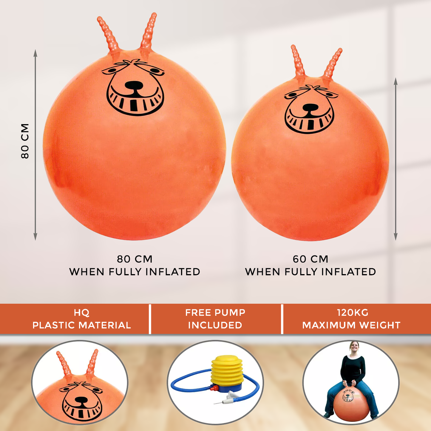 Space Hopper Ball – Retro Bouncing Toy for Kids & Adults | 60CM/80CM with Free Pump