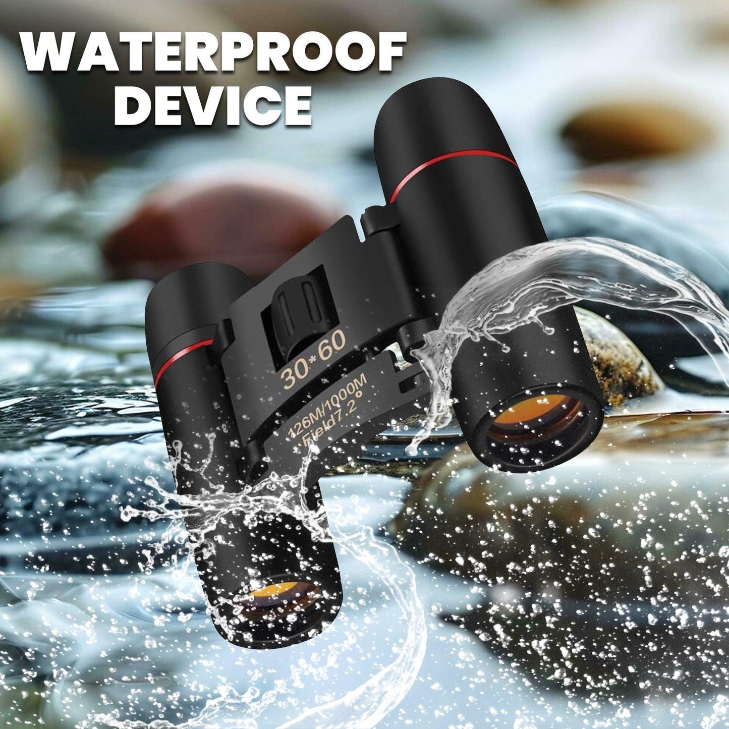 Small Powerful Binoculars - 30X60 Mini Binoculars Foldable Compact 15X Zoom Day Vision Clear Image Pouch