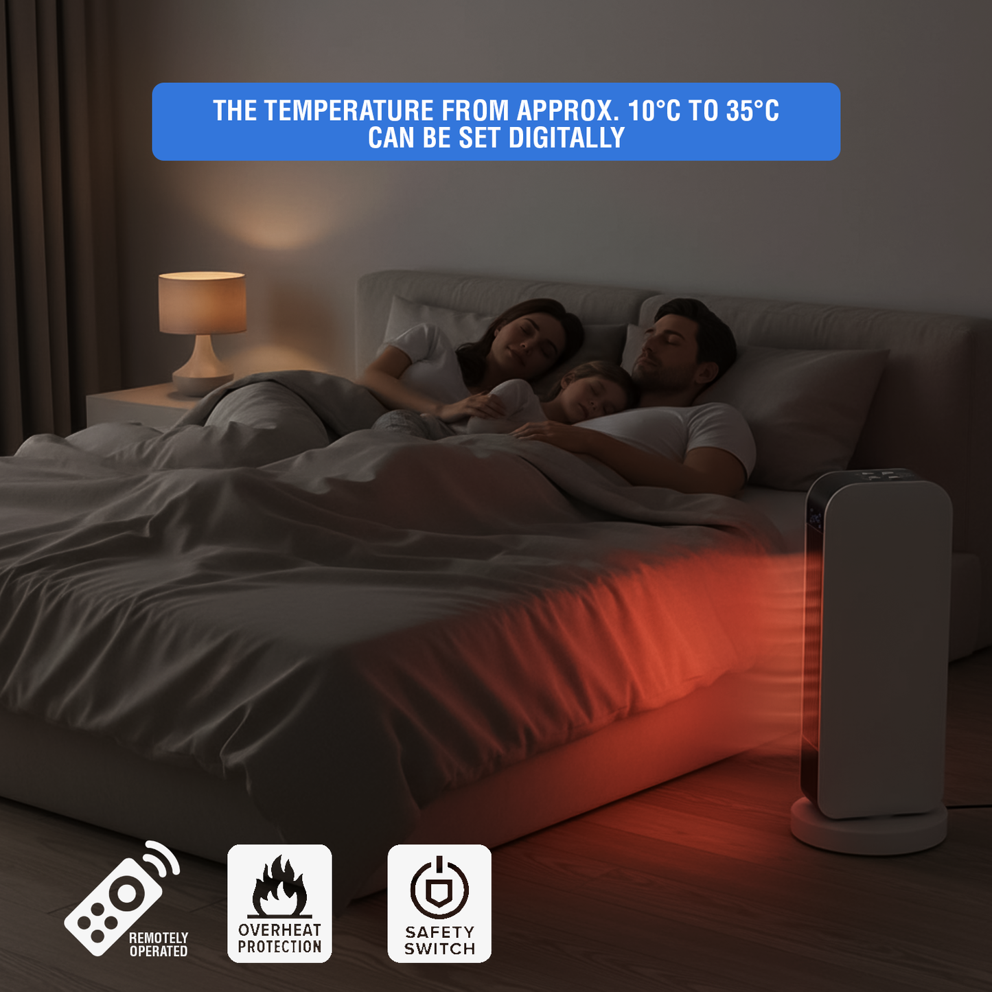 Electric Space Heater – Portable Energy Efficient Room Heater with Thermostat