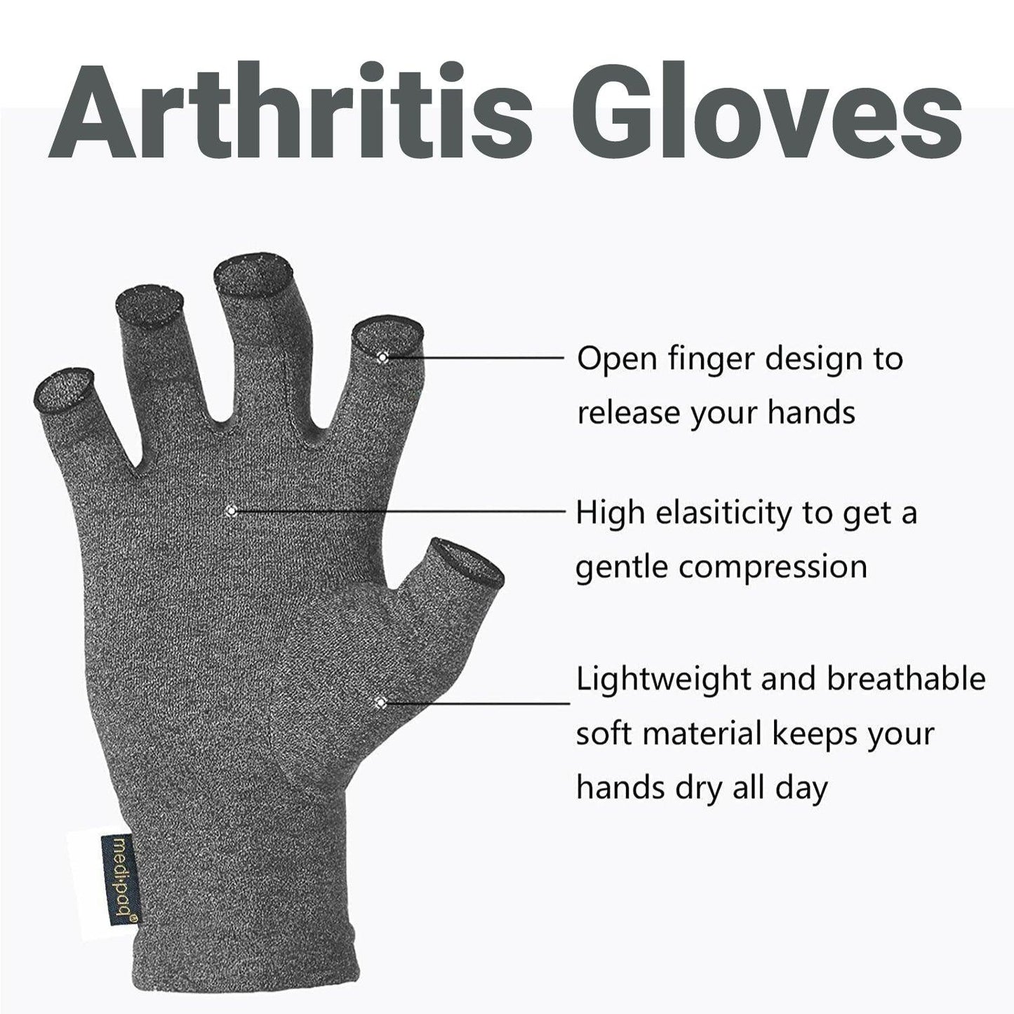 Compression Gloves for Arthritis - Fingerless Pain Relief Arthritic Hands Rheumatoid Anti Arthritis Elastic Gloves