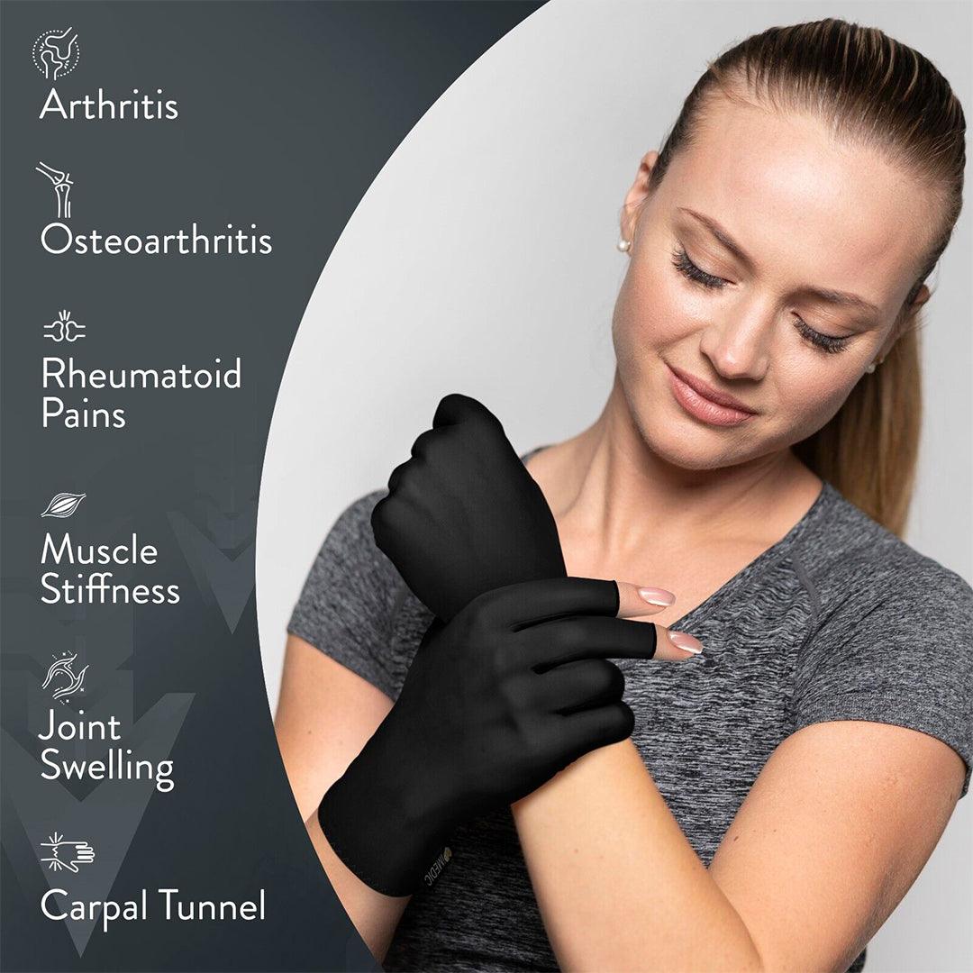 Compression Gloves for Arthritis - Fingerless Pain Relief Arthritic Hands Rheumatoid Anti Arthritis Elastic Gloves