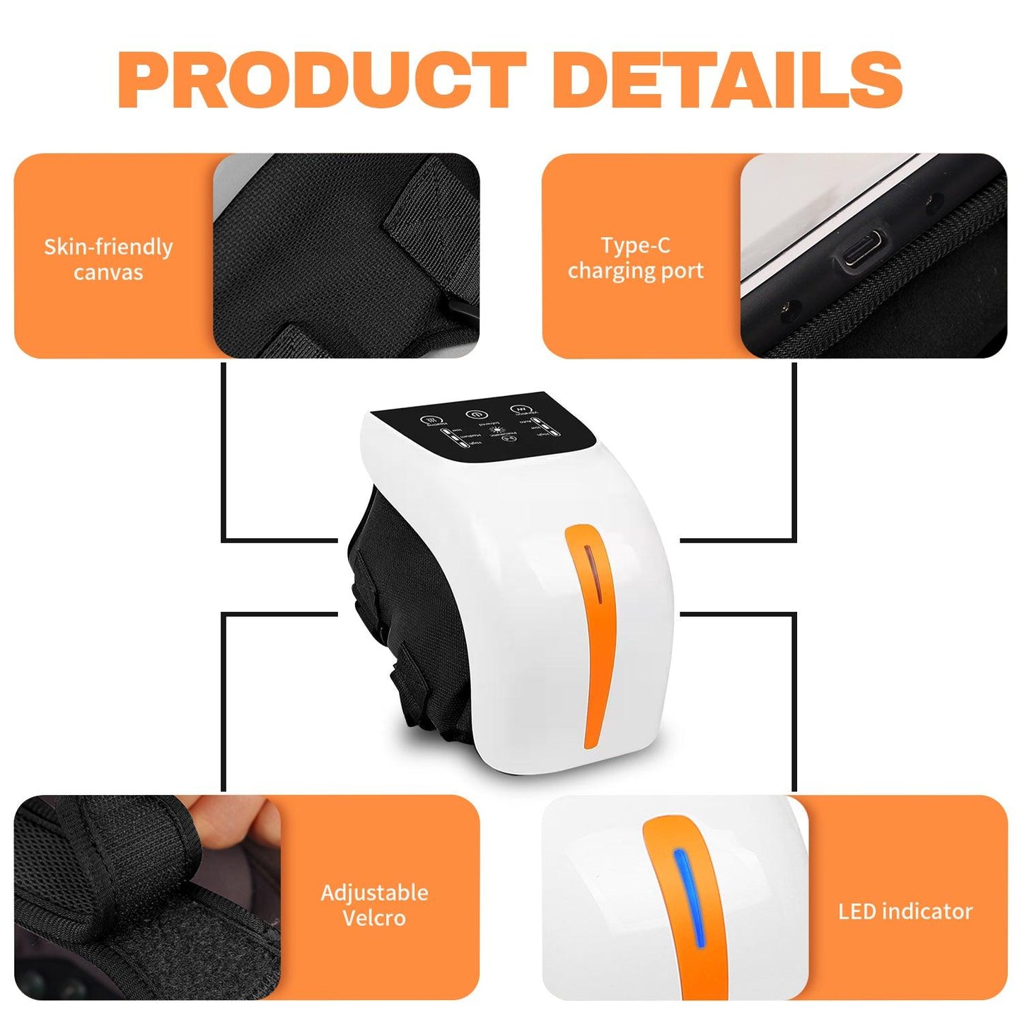 Knee Massager Machine - Electric Knee Massager Pain Relief Red Light Hot Vibration Massage