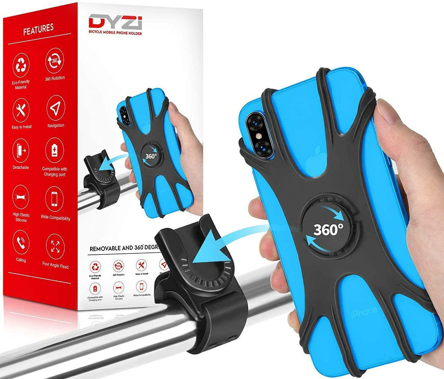 Waterproof Phone Mount for Bike - Bike Bycycle Waterproof 360° 4" to 6.5" Phone Holder Mount Detachable