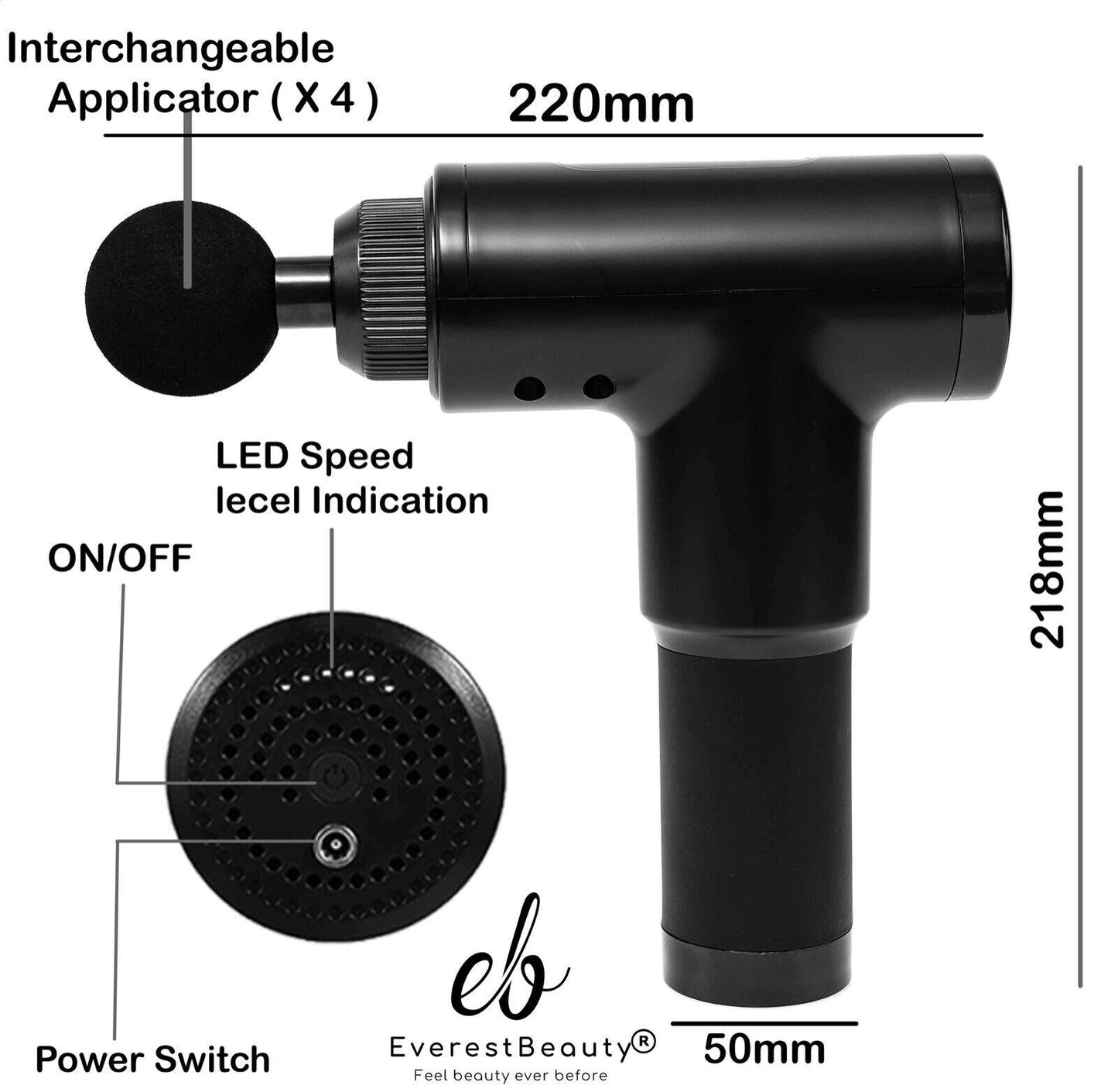 Deep Tissue Massage Gun - Powerful 30 Speeds Percussion Muscle Massager, 2400mah Electric Handheld Muscle Massager Gun, Portable Fascia Gun